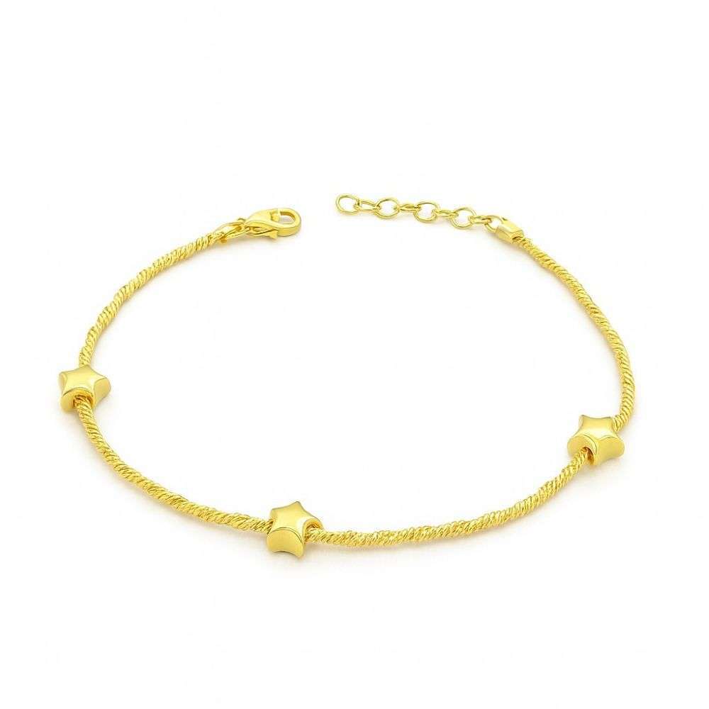 B2401316F Sterling silver gold plated rope and star link bracelet front image