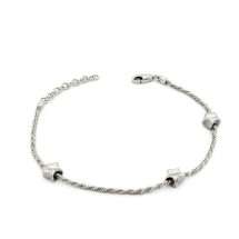 Sterling Silver Puffed Polished Star Station Bracelet