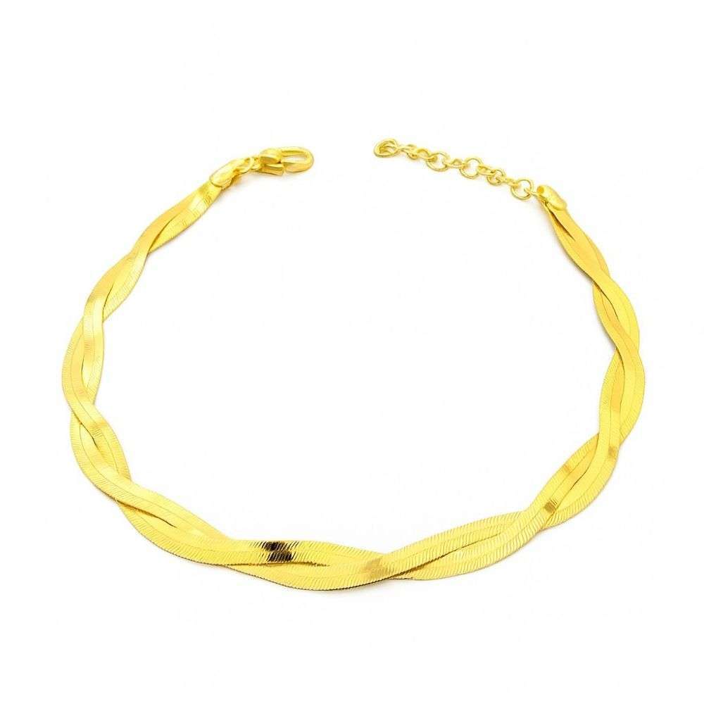 B2401366F Sterling silver Herringbone gold plated bracelet front image B2401366F Sterling silver Herringbone gold plated bracelet front image