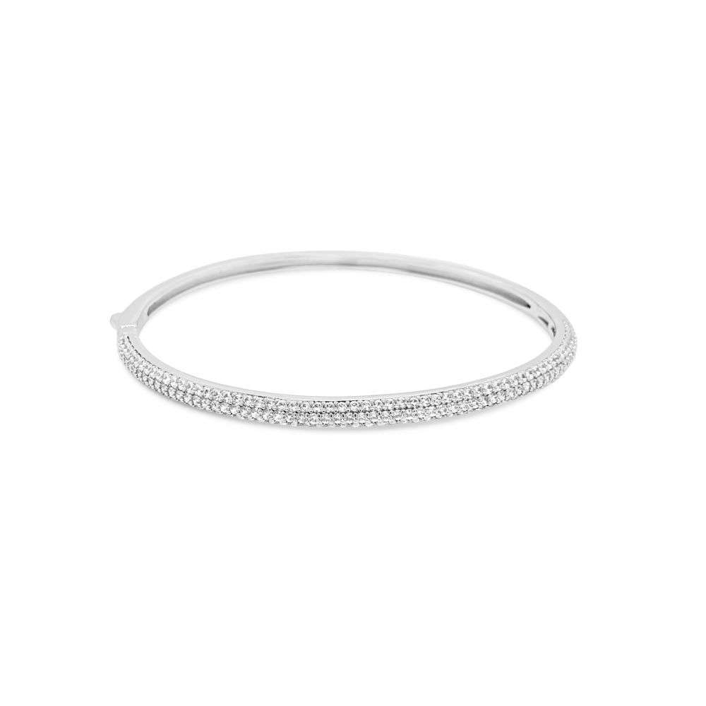 BA252SL Absolute silver pave cz set hinged bangle front image