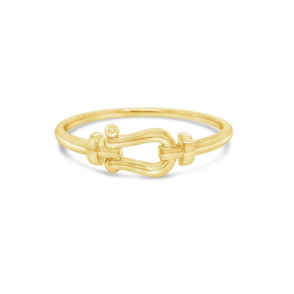 BA254GL Absolute gold polished stirup link bangle front image BA254GL Absolute gold polished stirup link bangle front image