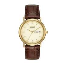 Citizen Eco Drive Gold Leather Strap Watch BM8242-08P