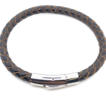 Genuine Leather Mens Brown Weave Bracelet