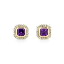 9ct Gold Amethyst And Diamond Halo Earrings