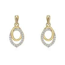 9ct Gold 0.10cts Diamond Double Drop Earrings