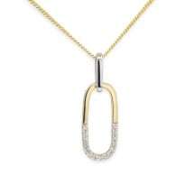 9ct Gold 0.06cts Diamond Paper Clip Pendant