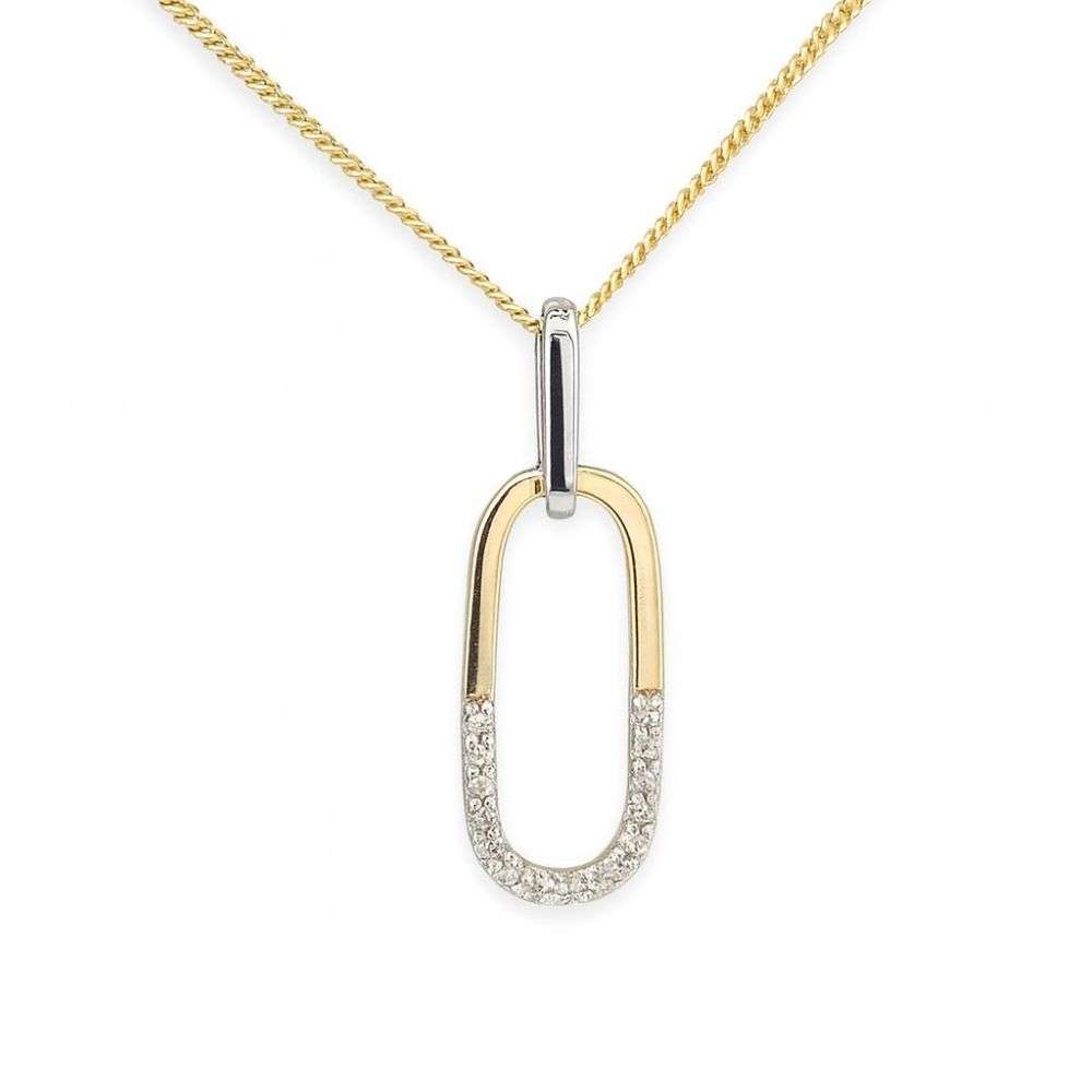DP1043WY-9ct-yellow-gold-paper-clip-style-diamond-set-pendant-and-chain-front-image