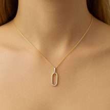9ct Gold 0.06cts Diamond Paper Clip Pendant