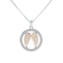 9ct Gold Angel Wings Diamond Halo Pendant