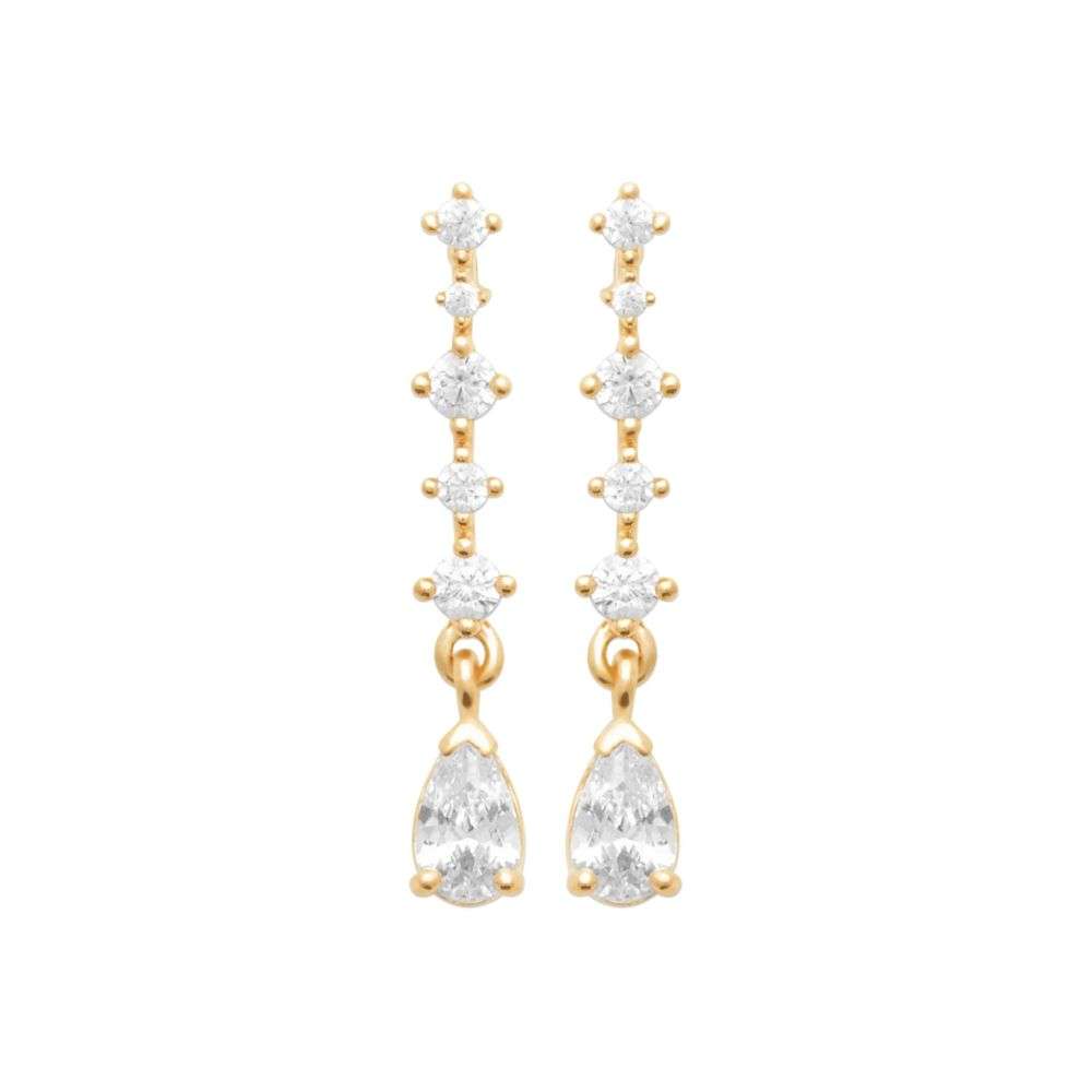 E1394 Burren collateral beauty pear cz long drop earrings front image E1394 Burren collateral beauty pear cz long drop earrings front image