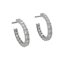 Sterling Silver CZ Set Half Hoop Earrings
