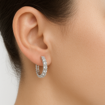 Sterling Silver CZ Set Half Hoop Earrings