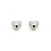 Sterling Silver Womens Puffed Heart Stud Earrings