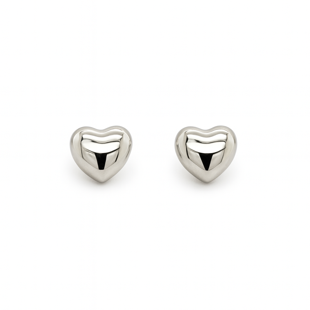 E2302826F sterling silver puffed polished heart stud earrings front image E2302826F sterling silver puffed polished heart stud earrings front image