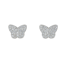 Sterling Silver CZ Pave Butterfly Stud Earrings