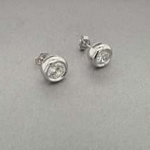 Sterling Silver 7mm Bezel Set Stud Earrings