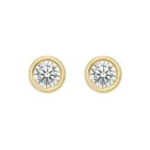 Sterling Silver 7mm Gold Plated Bezel Set Stud Earrings