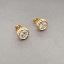 Sterling Silver 7mm Gold Plated Bezel Set Stud Earrings