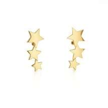 9ct Yellow Gold Triple Star Climber Drop Earring