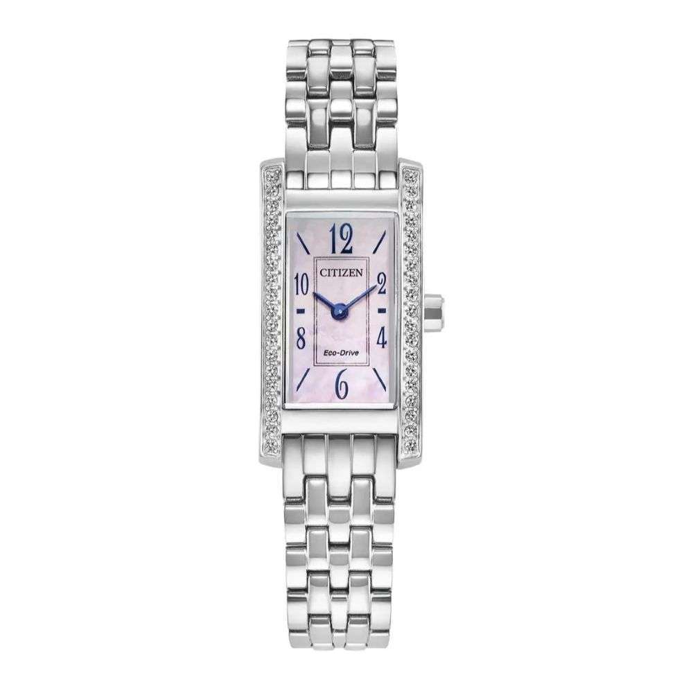 EG7110-54Y Citizen womens Petite Palidoro steel mother pearl dial cz set bezel watch front image