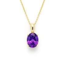 9ct Yellow Gold Amethyst CZ February Pendant