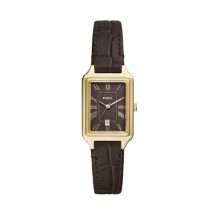 Fossil Womens Raquel Gold Leather Strap Watch ES5367