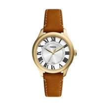Fossil Womens Gilmore Gold Case Leather Watch ES5397
