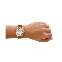 Fossil Womens Gilmore Gold Case Leather Watch ES5397