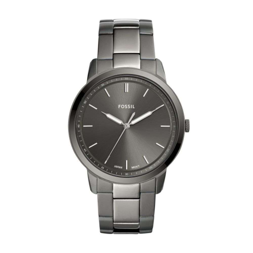 FS5459 Fossil Mens Minamalist black steel case and bracelet grey dial watch front image FS5459 Fossil Mens Minamalist black steel case and bracelet grey dial watch front image