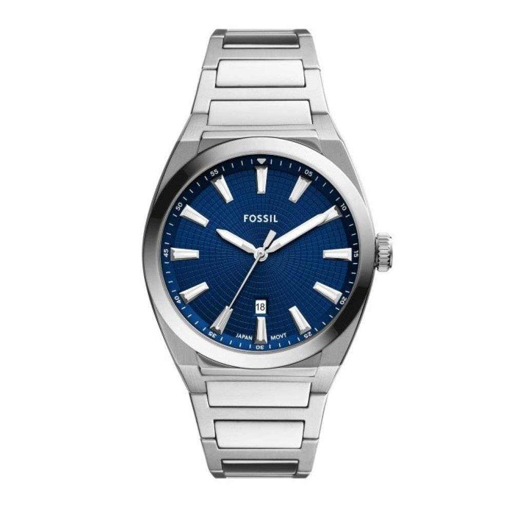 FS5822 Fossil Mens Everett steel bracelet with navy dial watch front image FS5822 Fossil Mens Everett steel bracelet with navy dial watch front image