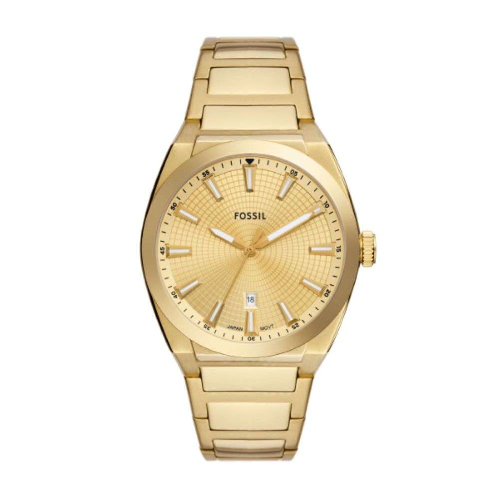 FS5965 Fossil mens Everett gold bracelet with gold dial analogue watch front image FS5965 Fossil mens Everett gold bracelet with gold dial analogue watch front image