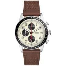 Fossil Sport Tourer Steel Case Leather Strap Watch FS6042