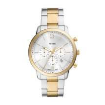 Fossil Mens Neutra Gold Steel Silver Chronograph Dial Watch FS6112