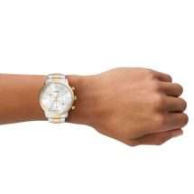 Fossil Mens Neutra Gold Steel Silver Chronograph Dial Watch FS6112