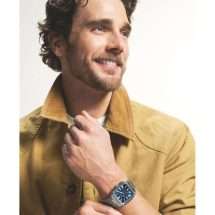 Fossil Mens Crosby Steel Blue Dial Watch FS6121