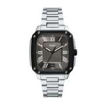 Fossil Mens Crosby Steel Bracelet Black Dial Watch FS6122