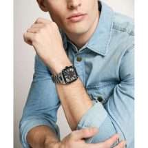 Fossil Mens Crosby Steel Bracelet Black Dial Watch FS6122