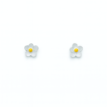 Sterling Silver Enamel Daisy Design Stud Earrings