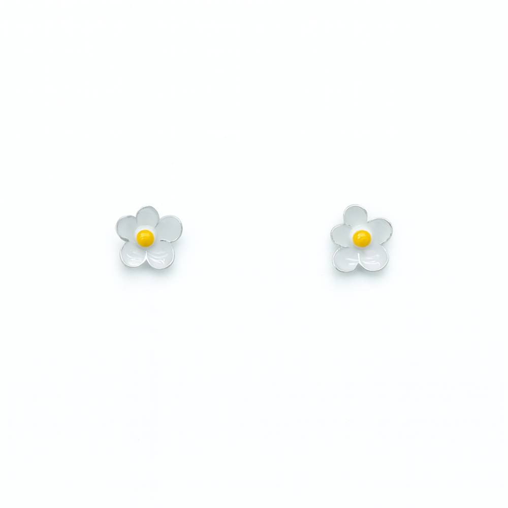 G1003-sterling-silver-white-enamel-daisy-petals-stud-earrings-front-image