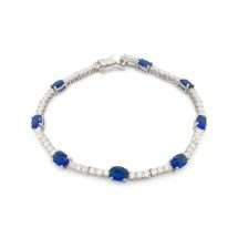 Sterling Silver Sapphire And White CZ Tennis Bracelet