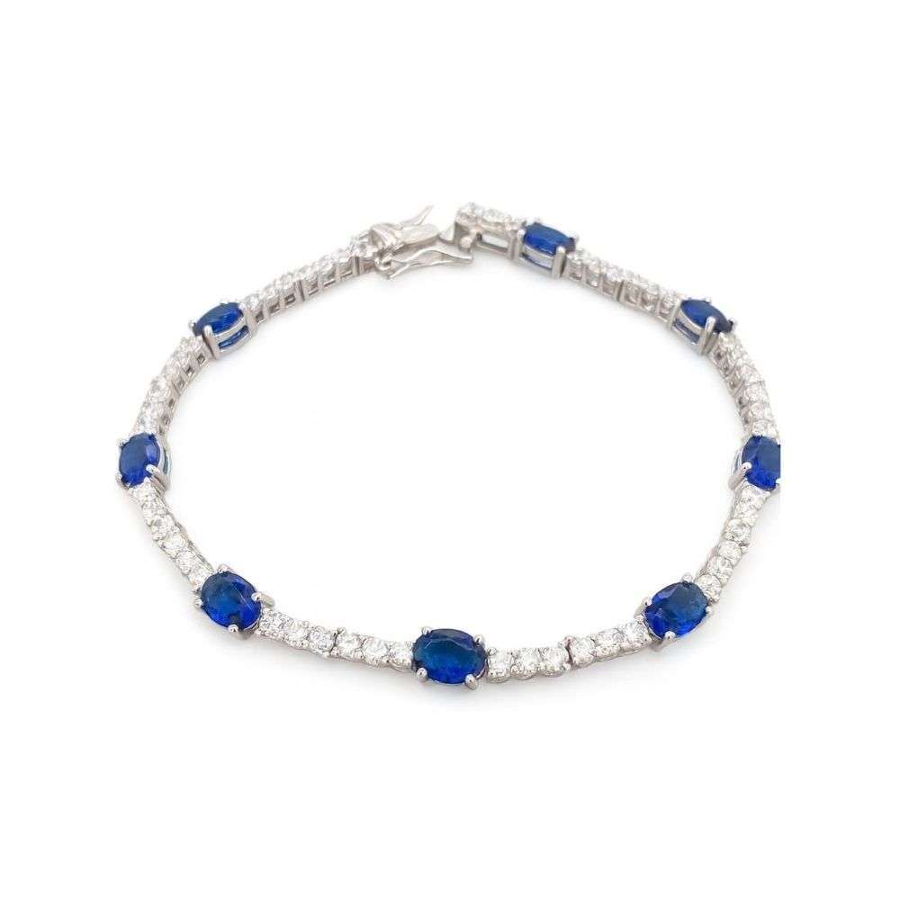 GL1170B-sterling-silver-sapphire-colour-cz-oval-and-round-tennis-bracelet-front-image