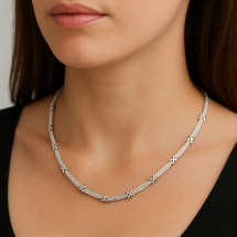 Sterling Silver Kiss Link CZ Joining Links Necklet