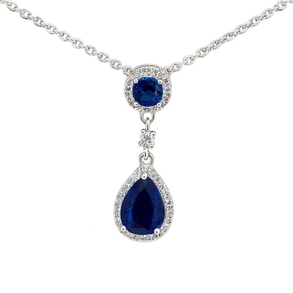 GL901CO-sterling-silver-double-sapphire-cz-halo-pendant-and-chain-front-image GL901CO-sterling-silver-double-sapphire-cz-halo-pendant-and-chain-front-image