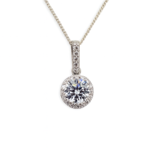 Sterling Silver CZ Halo Pendant And Chain