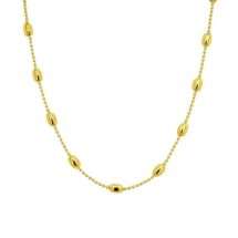 Sterling Silver Gold Polished Coffee Bean Link Necklace Chain