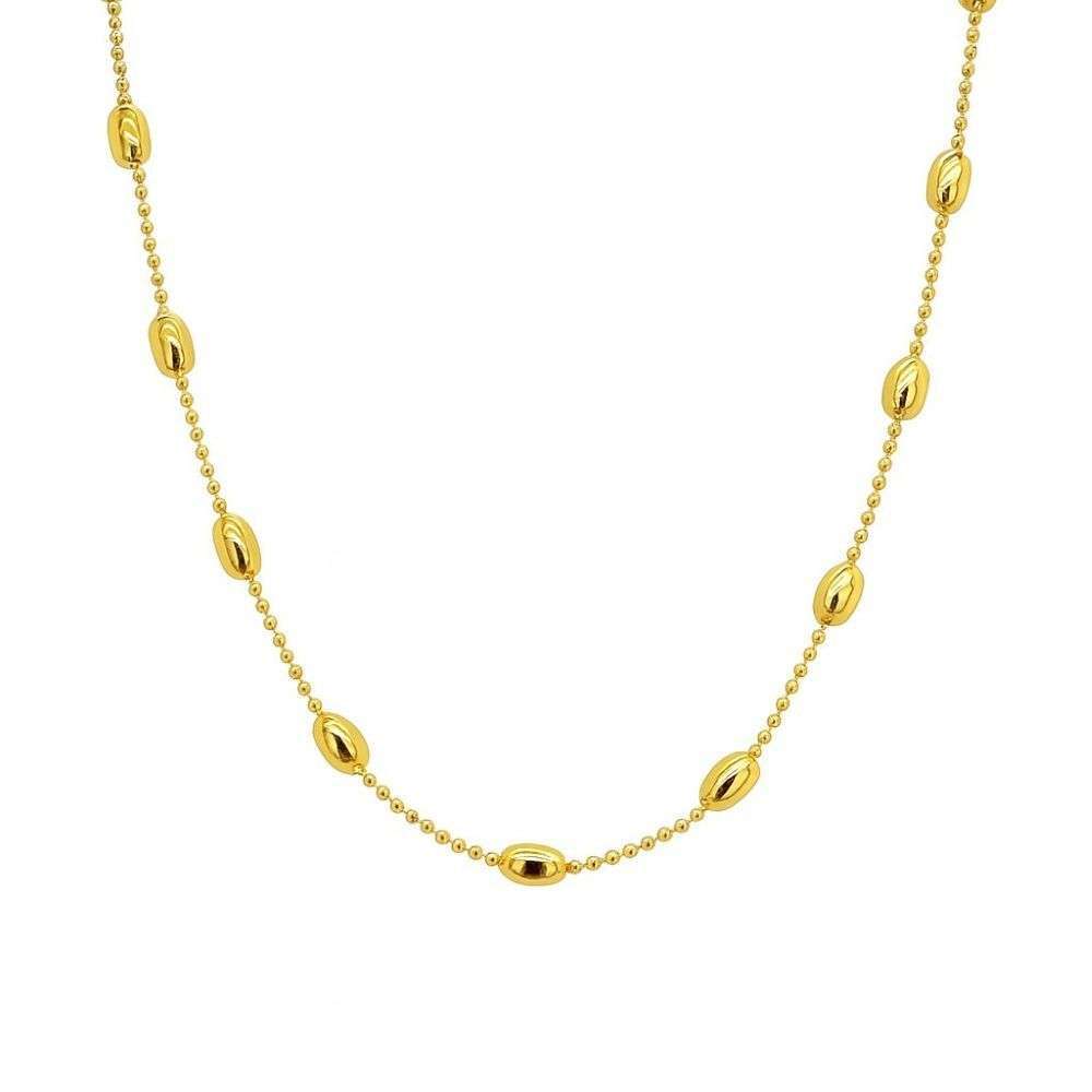 GVCL002G Sterling silver gold plated coffee bean link necklet front image GVCL002G Sterling silver gold plated coffee bean link necklet front image