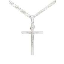 Sterling Silver Mens Crucifix On 20 Inch Chain