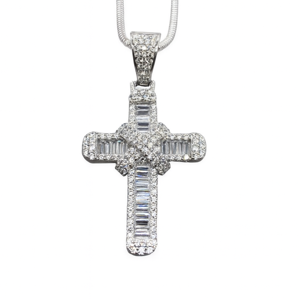 GVX082-sterling-silver-baguette-cz-set-cross-on-snake-chain-main-image GVX082-sterling-silver-baguette-cz-set-cross-on-snake-chain-main-image