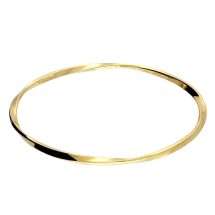 Sterling Silver Gold 3mm Wide Twist Polished Bangle