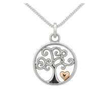 Sterling Silver Tree Of Life Gold Heart Pendant